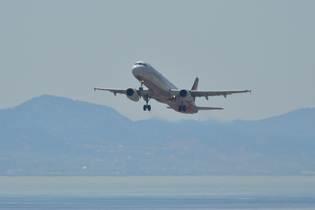 Osaka, Japan - Apr 18, 2019.  HL8267 Asiana Airlines Airbus A321 taking off from Kansai Airport (KIX) in Osaka, Japan.のeditorial素材