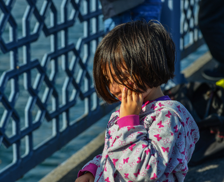 Istanbul, Turkey - Sep 29, 2018. Portrait of a little girl in Istanbul, Turkey. The current population of Turkey is 82 millions as of 2019, based on the UN estimates.のeditorial素材