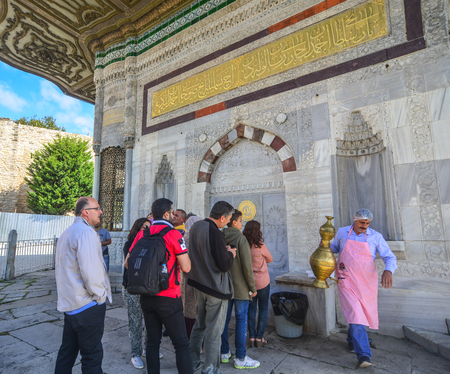 Istanbul, Turkey - Sep 28, 2018. People visit the Hagia Sophia in Istanbul, Turkey. Built in 537 AD, the building was famous in particular for its massive dome.のeditorial素材
