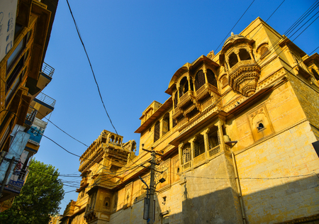 Rajasthan, India - Oct 5, 2017. Old building of Jaisalmer Fort in Rajasthan, India. Jaisalmer is believed to be one of the very few living forts in the world.のeditorial素材