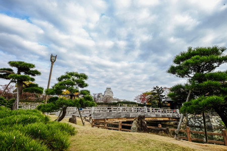 Himeji, Japan - Nov 17, 2016. Moat of Himeji Castle in autumn. The castle is Japan unique architecture, built in the 17th century.のeditorial素材