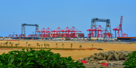 Colombo, Sri Lanka - Dec 23, 2018. Industrial commercial port of Colombo, Sri Lanka. Colombo is the commercial capital and largest city of Sri Lanka.のeditorial素材