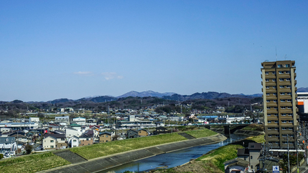Fukushima, Japan - Apr 15, 2019. Cityscape of Fukushima, Japan. Fukushima is the place where the nuclear disaster occurred in 2011.のeditorial素材