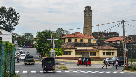 Galle, Sri Lanka - Dec 21, 2018. Scenic view of street at old colonial Fort Galle in Sri Lanka. Galle is a city on the southwest coast of Sri Lanka.のeditorial素材