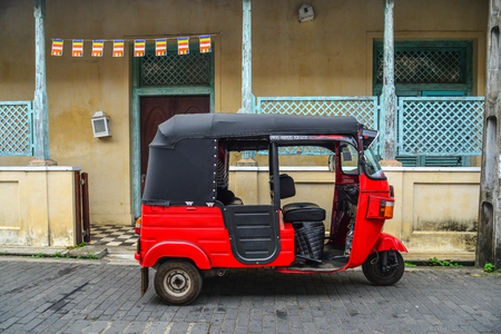 Galle, Sri Lanka - Dec 21, 2018. Tuk tuk taxi at old town in Galle, Sri Lanka. Galle was the main port on the island in the 16th century.のeditorial素材