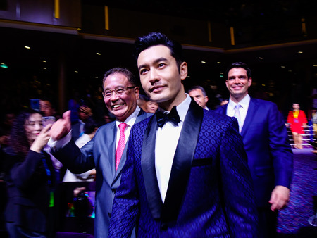Shanghai, China - Jun 3, 2019. Famous Chinese movie star Huang Xiaoming coming to the party on Spectrum of the Seas cruise ship.のeditorial素材