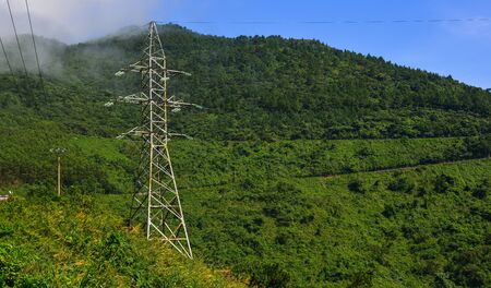 Mountain scenery of Hai Van Pass at sunny day in Da Nang, Vietnam.の写真素材