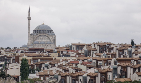 Old town with a mosque in Istanbul, Turkey. Istanbul is a transcontinental city in Eurasia, straddling the Bosporus strait.のeditorial素材