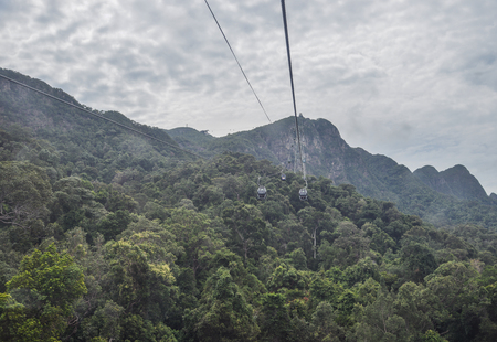 Mountainscape with cable car on Langkawi Island. View from the observation deck.のeditorial素材