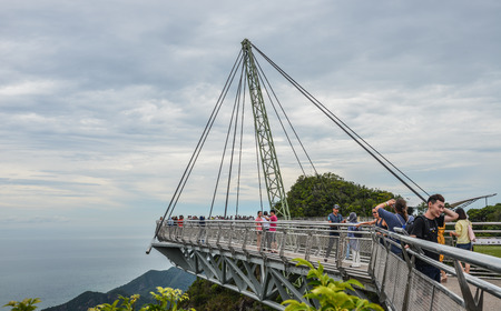 Langkawi, Malaysia - Apr 30, 2018. Sky Bridge on mountain and tropical forests in the background Langkawi Island, Malaysia.のeditorial素材