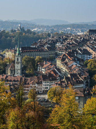 View of Medieval Town in Bern, Switzerland. The historic old town of Bern became a Site in 1983.