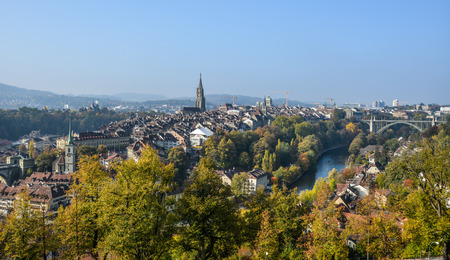 View of Medieval Town in Bern, Switzerland. The historic old town of Bern became a Site in 1983.のeditorial素材