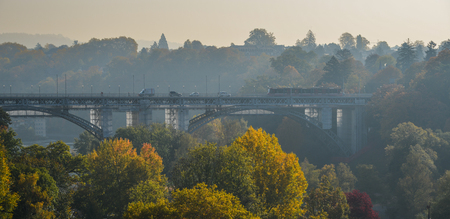 View of Medieval Town in Bern, Switzerland. The historic old town of Bern became a Site in 1983.