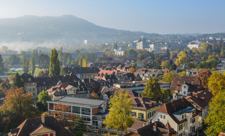 View of Medieval Town in Bern, Switzerland. The historic old town of Bern became a Site in 1983.