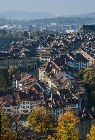 View of Medieval Town in Bern, Switzerland. The historic old town of Bern became a Site in 1983.のeditorial素材