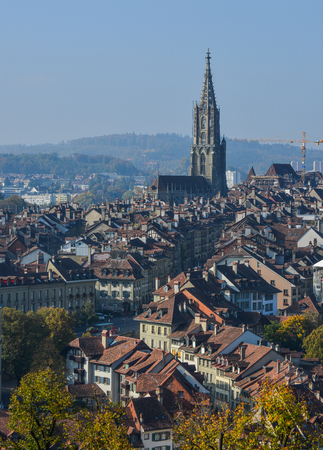 View of Medieval Town in Bern, Switzerland. The historic old town of Bern became a Site in 1983.のeditorial素材