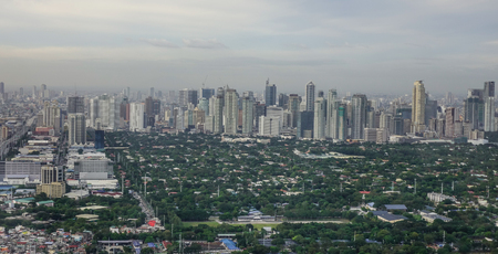 Manila, Philippines - Dec 4, 2018. View of Manila city with skyscrapers and buildings. Manila is the most densely populated city proper in the world.のeditorial素材