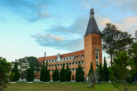 Dalat, Vietnam - Nov 25, 2017. View of Lycee Yersin School in Dalat, Vietnam. The school was founded in 1927 in Dalat to educate the children of French colonialists.のeditorial素材