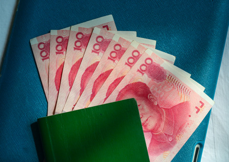 100 Renminbi (RMB) banknotes - Chinese currency. Finance concept.のeditorial素材