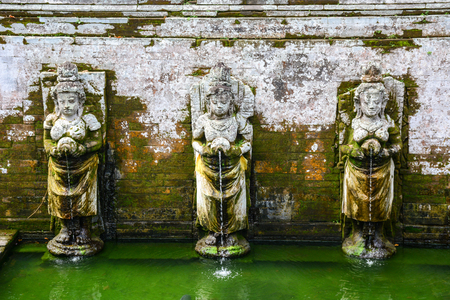 God statues for decoraions at the sacred pond of Hindu temple in Bali, Indonesia.のeditorial素材