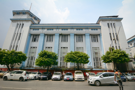 Yangon, Myanmar - Feb 26, 2017. Many old buildings located at business district in Yangon, Myanmar. Yangon is the country main centre for trade, industry and tourism.のeditorial素材
