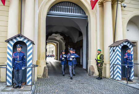 Prague, Czech - Oct 26, 2018. Changing the Guard at Prague (Czech). This is one of the most important cultural institutions in the Czech Republic.のeditorial素材