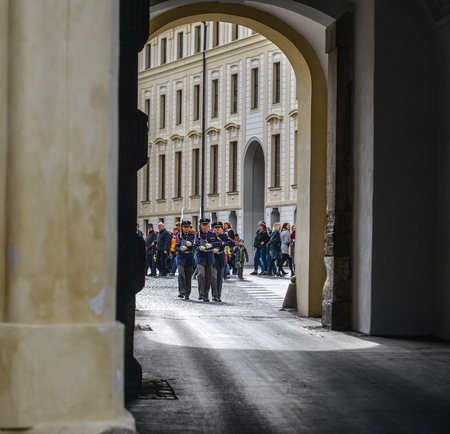 Prague, Czech - Oct 26, 2018. Changing the Guard at Prague (Czech). This is one of the most important cultural institutions in the Czech Republic.のeditorial素材