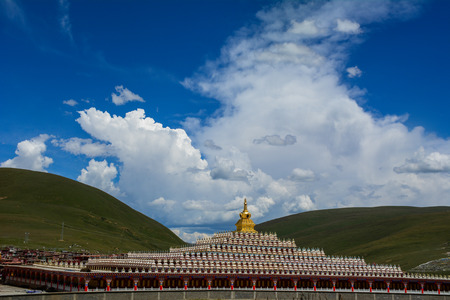 Yarchen Gar Monastery in Garze Tibetan, Sichuan, China. Yarchen Gar is the largest concentration of...