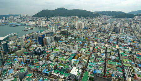 Busan, South Korea - Sep 18, 2016. View of downtown on coast in Busan, S. Korea. Beautiful scenery...