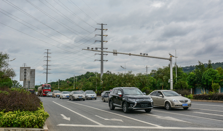Nanning, China - Nov 1, 2015. Cars on street of Nanning, China. Nanning is a large, modern city and a for travellers to and from Vietnam.のeditorial素材