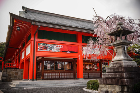 Kyoto, Japan - Apr 6, 2014. View of Fushimi Inari Taisha in Kyoto, Japan. The inner shrine (okumiya) is reachable by a path lined with thousands of torii.のeditorial素材