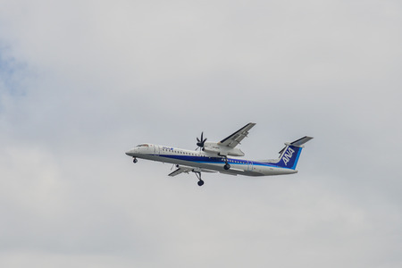 Osaka, Japan - Jun 26, 2019. JA461A De Havilland Canada Dash 8 Q400 All Nippon Airways landing at...