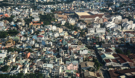 Saigon, Vietnam - Nov 10, 2015. Aerial view of Saigon (Ho Chi Minh), Vietnam. Saigon is the financial and economic center, the largest city in Vietnam.のeditorial素材