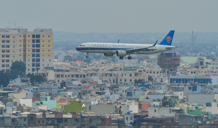 Saigon, Vietnam - Jul 13, 2019. B-306L China Southern Airlines Airbus A321 NEO landing at Tan Son...