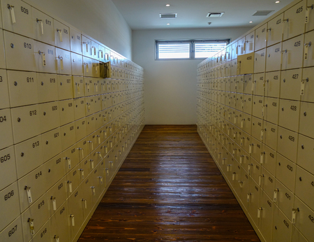 Matsusaka, Japan - Mar 16, 2018. Locker room of spa at a luxury hotel near Ise Bay in Matsusaka, Japan.のeditorial素材