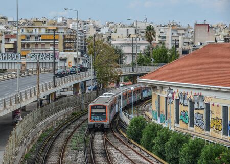 Athens, Greece - Oct 11, 2018. City railway in Athens, Greece. Athens is a global city and one of...