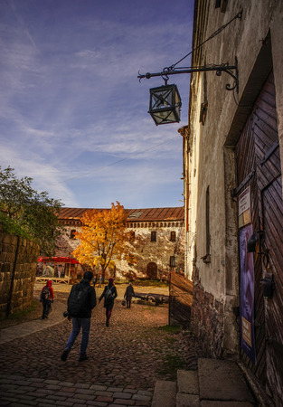 Vyborg, Russia - Oct 6, 2016. Old buildings in Vyborg, Russia. Vyborg stands at the head of Vyborg Bay of the Gulf of Finland, 113 km northwest of St. Petersburg.のeditorial素材