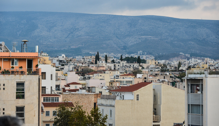 Athens, Greece - Oct 12, 2018. Aerial view of Athens, Greece. Athens is a tourist attraction that loves history and archeology.のeditorial素材