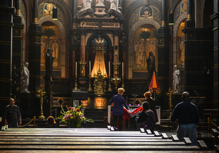 Amsterdam, Holland - Oct 7, 2018. Interior of Catholic Church in Amsterdam, Holland. Amsterdam is one of the most famous tourist cities in Europe.のeditorial素材