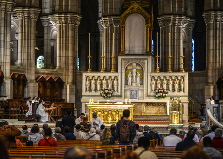 Paris, France - Oct 4, 2018. Interior of Basilica of the Sacred Heart of Paris. Church is the popular landmark and the second most visited monument in Paris.のeditorial素材