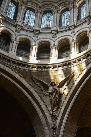 Paris, France - Oct 4, 2018. Interior of Basilica of the Sacred Heart of Paris. Church is the popular landmark and the second most visited monument in Paris.のeditorial素材