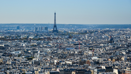 Paris, France - October 2, 2018. Aerial view of Paris with its typical buildings. Paris is a global center for art, fashion, gastronomy and culture.のeditorial素材