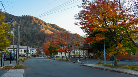 Aomori, Japan - Nov 5, 2019. Small town at autumn near Lake Towada in Aomori, Japan. Lake Towada is one of Japan most famous autumn color spots.のeditorial素材