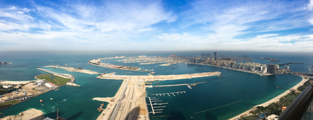 Dubai, UAE - Dec 9, 2018. Aerial view of construction on artificial island in Dubai, UAE. Dubai is a global city and business hub of the Middle East.のeditorial素材