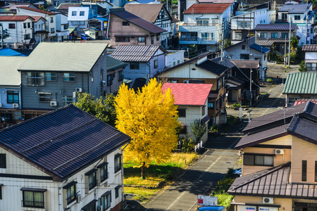 Gunma, Japan - Nov 9, 2019. Small rural town at autumn in Gunma, Japan. Gunma is a mountainous, landlocked prefecture on Japan Honshu Island.のeditorial素材