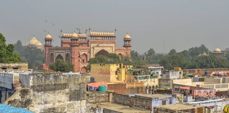 Agra, India - Nov 12, 2017. Aerial view of Agra, India. Agra is included on the Golden Triangle tourist circuit, along with Delhi and Jaipur.の写真素材