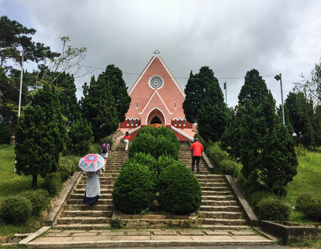 Dalat, Vietnam - Sep 14, 2018. Domaine de Marie Church in Dalat, Vietnam. The church was built in 1940 and is French and Vietnamese style of architecture.のeditorial素材