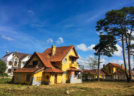 Ancient colonial architectures in Dalat Highland, Vietnam. Da Lat is located 1500 m above sea level on the Langbian Plateau.のeditorial素材