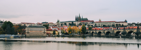 Prague, Czech - Oct 26, 2018. Cityscape of Prague and Vltava river. Prague (Praha) is home to a number of well-known cultural attractions.のeditorial素材