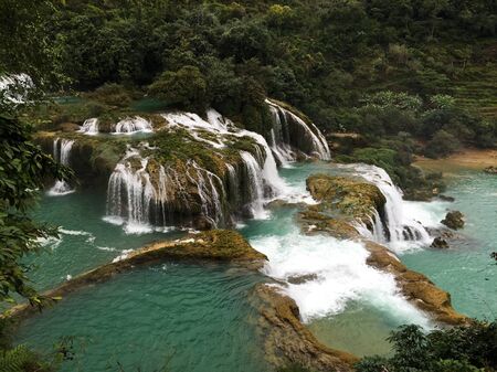 View of Ban Gioc Waterfall in Cao Bang Province, North of Vietnam.の写真素材
